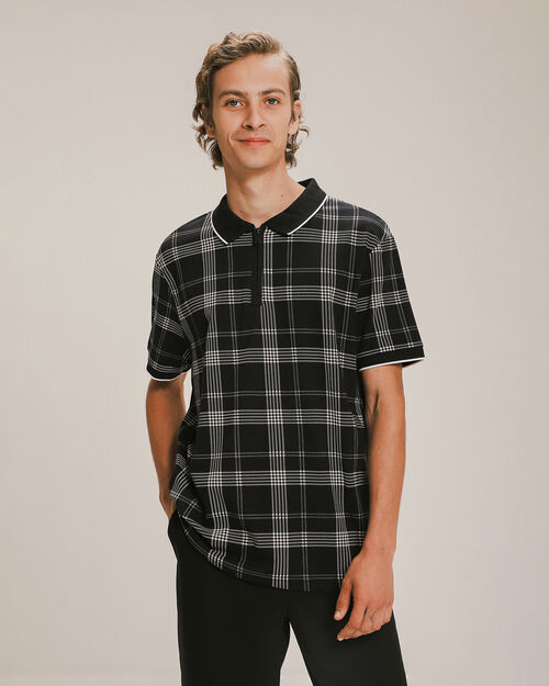 Polo Negra Cuadros